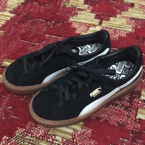 Puma Basket Black Suede Gum Sole Sneakers